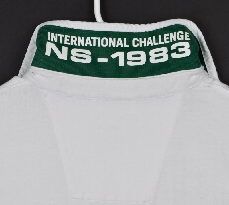 Nautica Men's Large Maritime International Challenge Flag Brazil USA White Polo