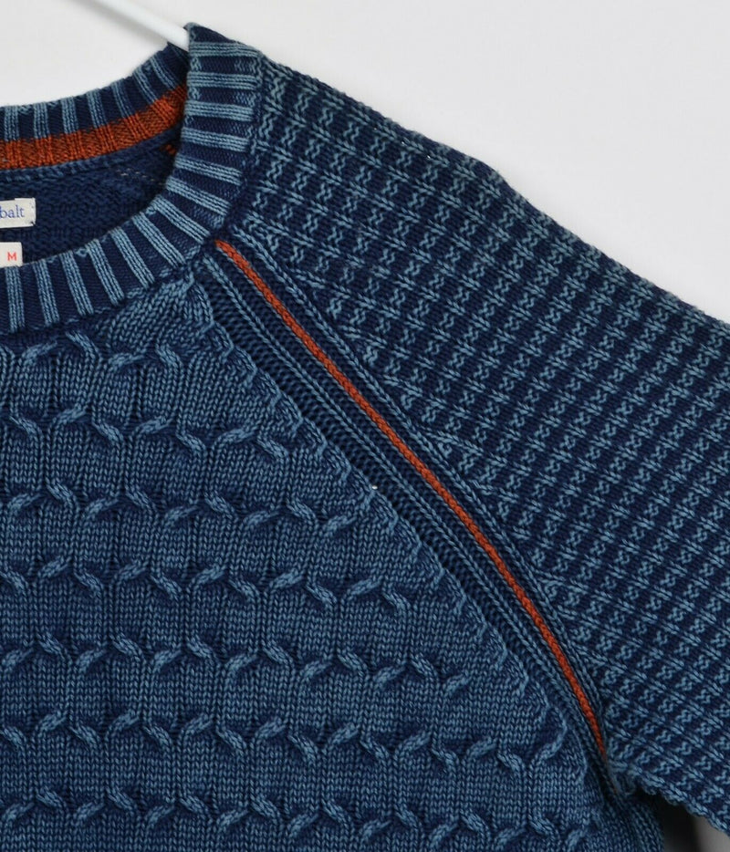 Carbon 2 Cobalt Men's Sz Medium Blue Cable-Knit Crew Neck Pullover Sweater