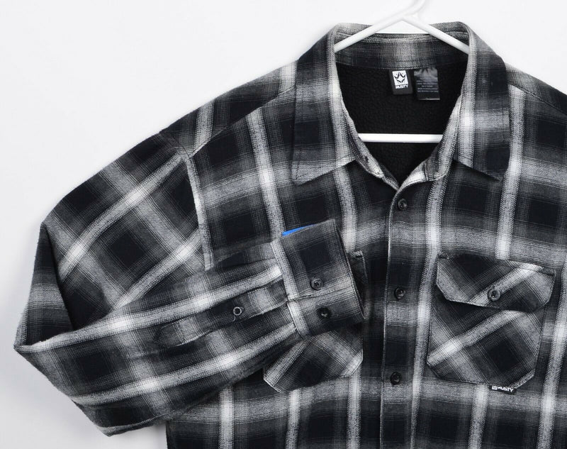 Rusty Men's Medium Sherpa Lined Plaid Flannel Surf Skate 90s Button-Front Shirt