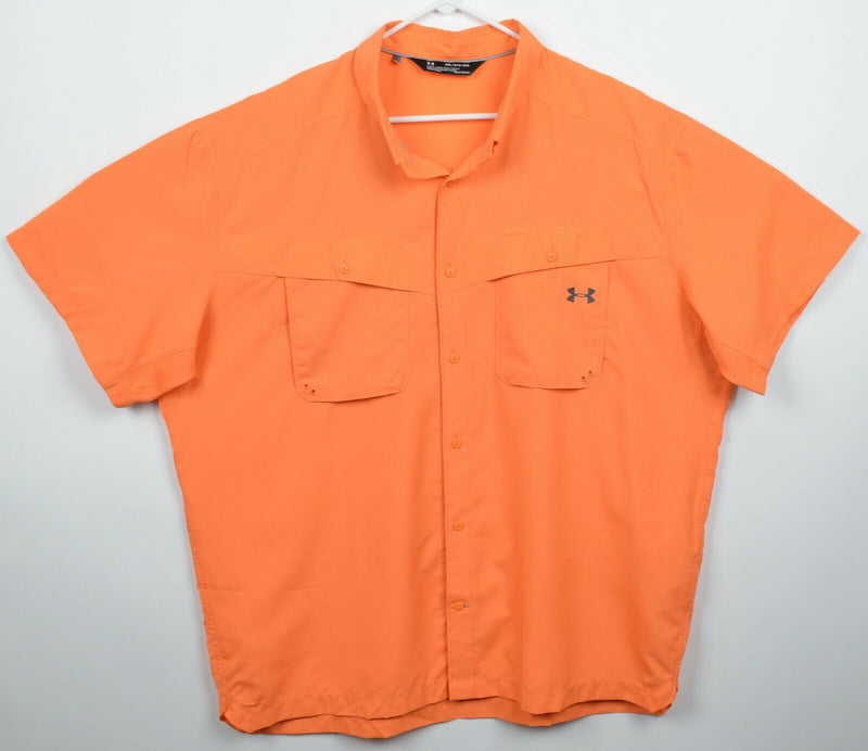 Under Armour Men's 3XL Loose HeatGear Vented Solid Orange Outdoor Fishing Shirt