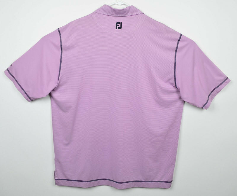 FootJoy Men's Sz 2XL Purple White Micro-Striped FJ Performance Golf Polo Shirt