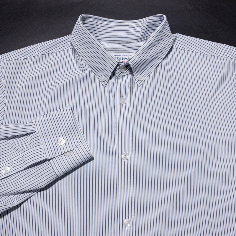 Mizzen+Main Shirt Men's XL Leeward Collection Button-Down Blue Striped Wicking