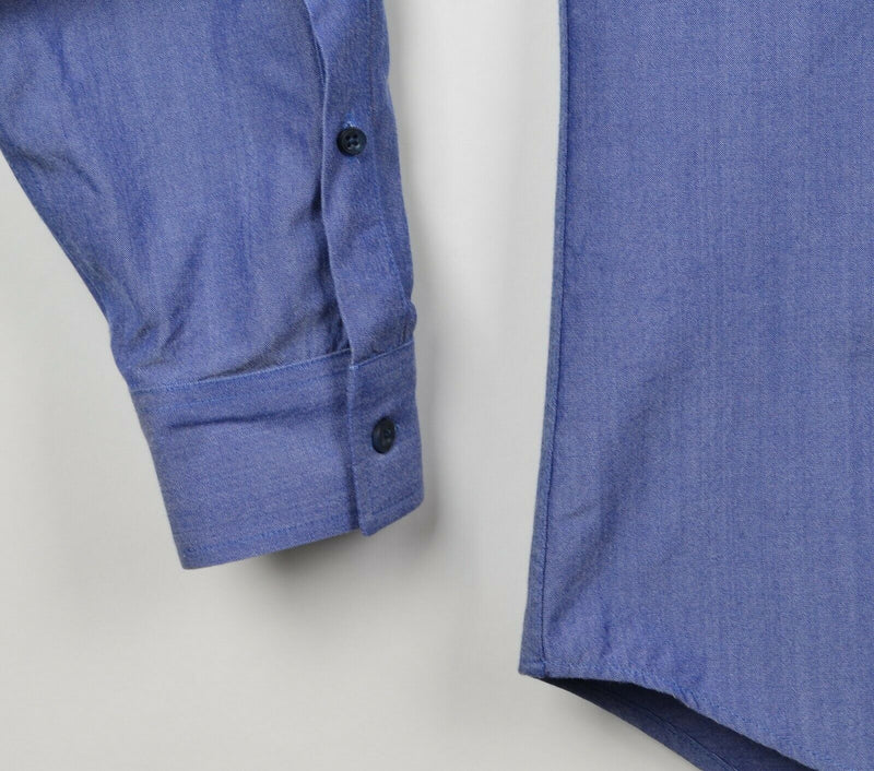 Outlier NYC Men's XL Merino Wool Blend Blue Long Sleeve Button-Front USA Shirt