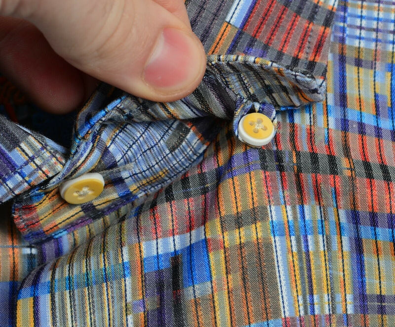 Luchiano Visconti Men's Large Flip Cuff Multi-Color Geometric Designer Shirt