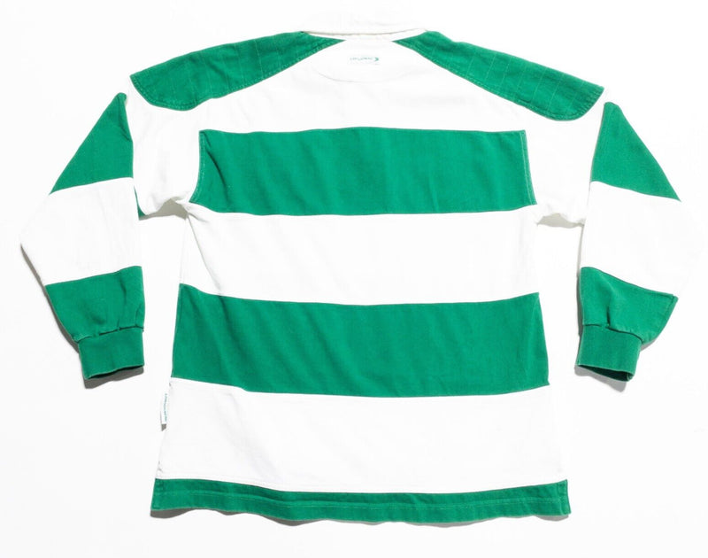 Lansdowne Rugby Shirt Men's Medium Ireland Green Stripe Long Sleeve Polo
