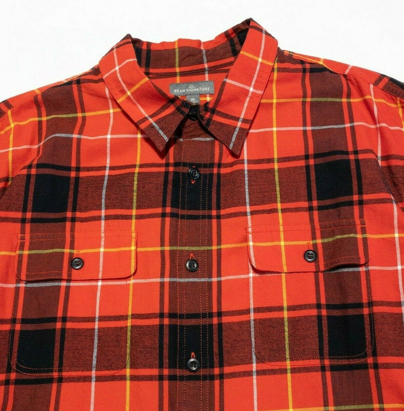 L.L. Bean Signature Flannel Shirt Red/Orange Plaid Button-Front Men's XL