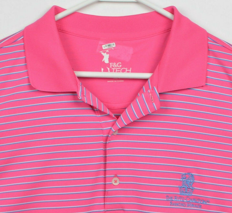 Ritz-Carlton Rancho Mirage Men's XL F&G Tech Pink Striped Golf Polo Shirt