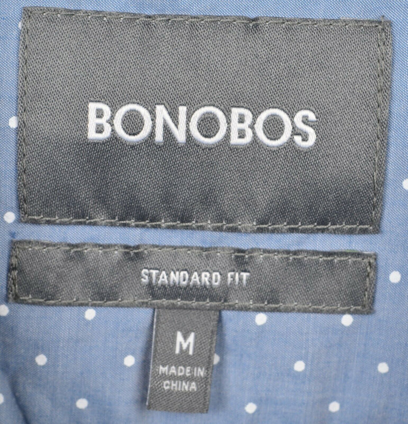 Bonobos Men's Medium Standard Fit Blue Polka Dot Casual Button-Down Shirt