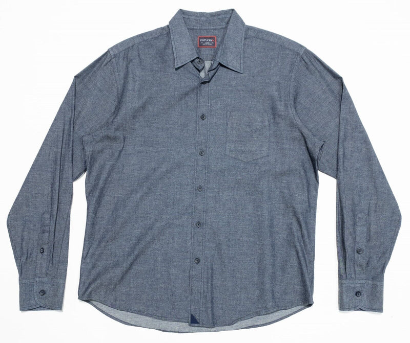 UNTUCKit Chambray Shirt Men's Large Blue Long Sleeve Button-Front Casual