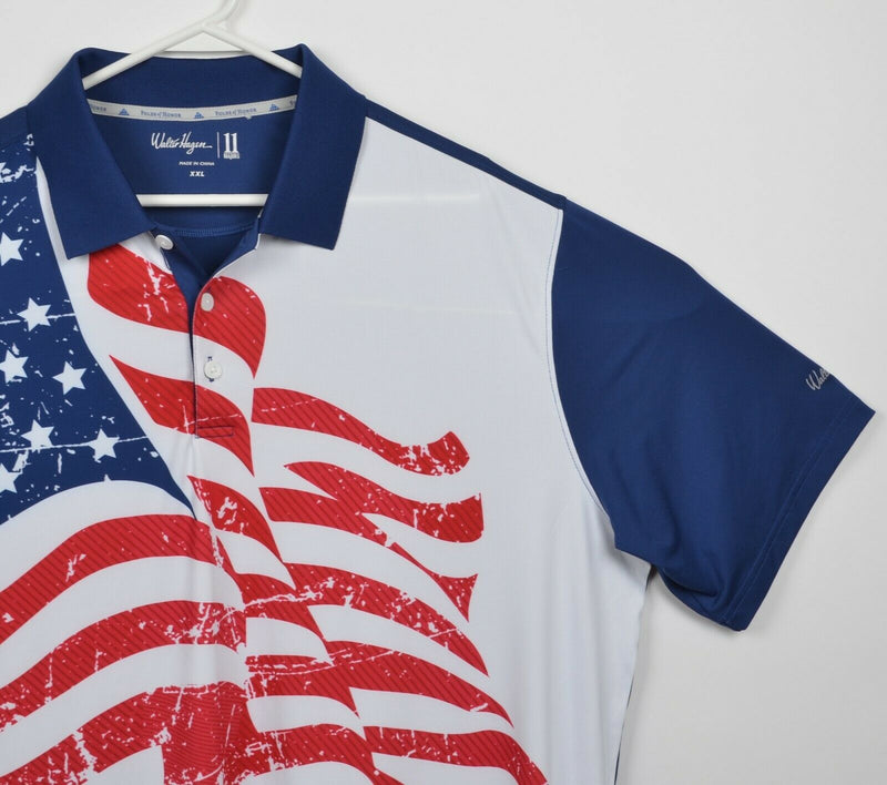 Folds of Honor Men's 2XL Walter Hagen Flag Polyester Wicking USA Golf Polo Shirt