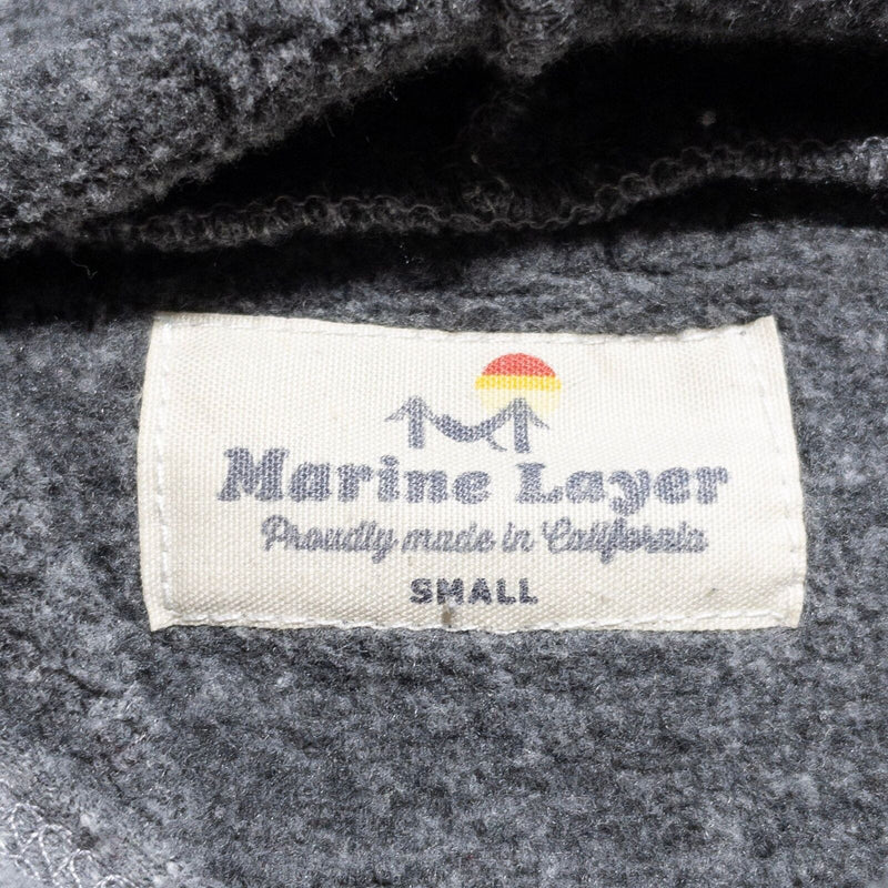 Marine Layer Hoodie Men's Small Pullover Sweatshirt Heather Gray Retro Stripe