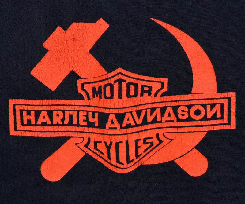 Vintage 90s Harley-Davidson Men's XL Hammer Sickle Soviet Russia T-Shirt