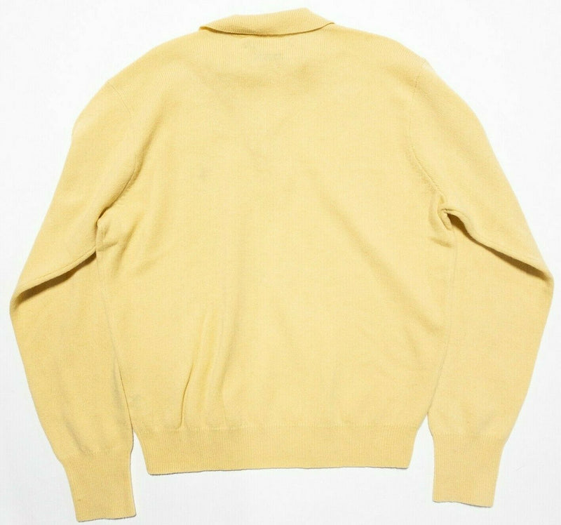 Polo Ralph Lauren Men's Large 100% Lambswool Solid Yellow Collared Sweater