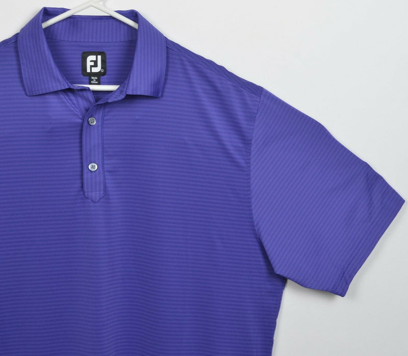 FootJoy Men's Large Purple Striped Wicking FJ Golf Performance Polo Shirt