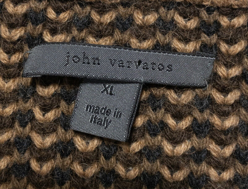 John Varvatos Collection Camel Sweater Brown Loose Knit Wool Italian Men's XL