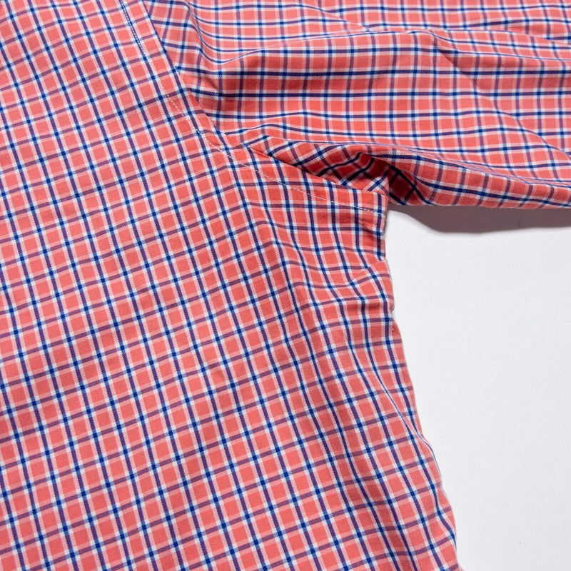 Spier & Mackay Dress Shirt Men's 15.5/34 Slim Fit Plaid Pink Blue Long Sleeve