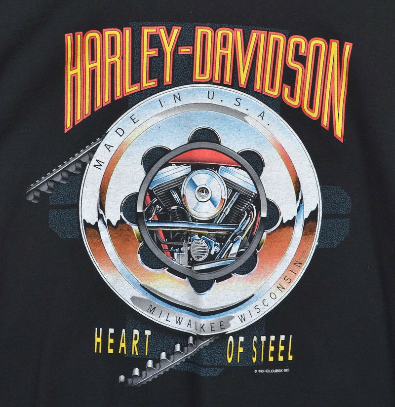 Vintage 1993 Harley-Davidson Men's Medium Heart of Steel Chrome Hawaii T-Shirt