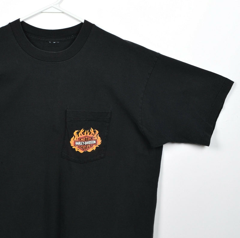 Harley-Davidson Men's XL? Las Vegas Flames Pocket Black Vintage 90s T-Shirt