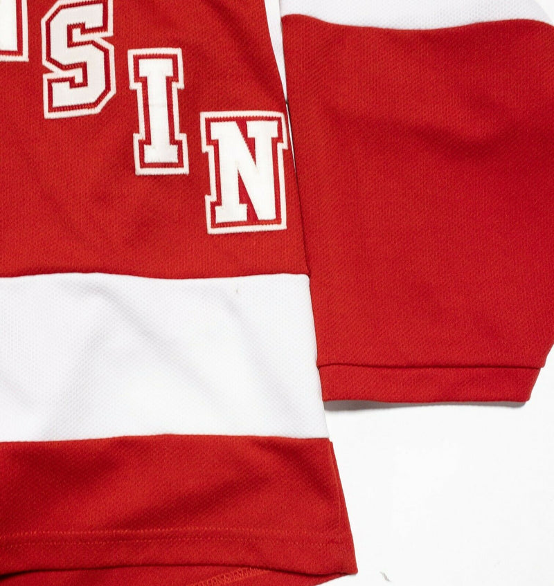 Wisconsin Badgers Hockey Jersey Men's Large WCHA Koronis Red Diagonal Mesh