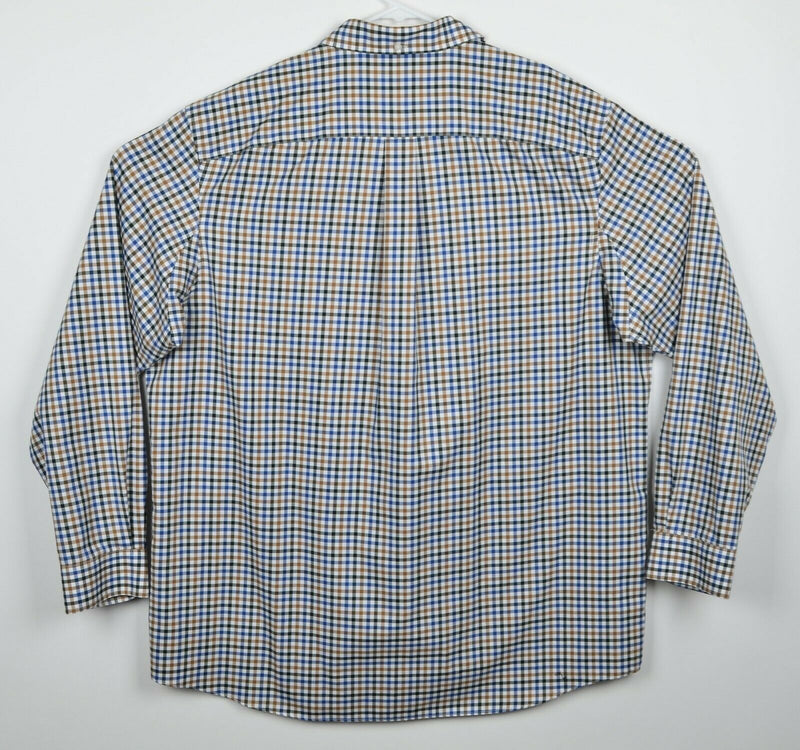 Duluth Trading Co Men's Sz XLT Blue Green Brown Plaid Check Long Sleeve Shirt