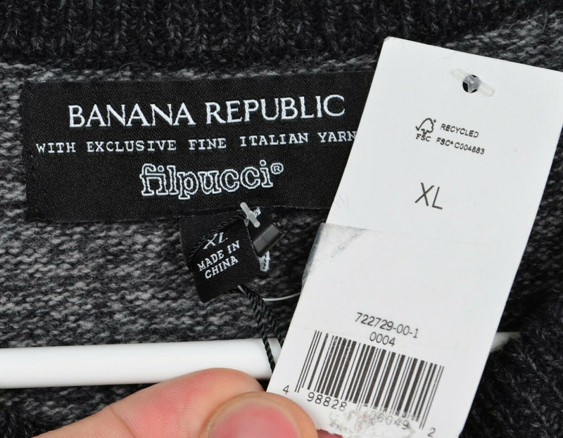 Banana Republic Filpucci Men's Medium Gray Merino Wool Crewneck Pullover Sweater