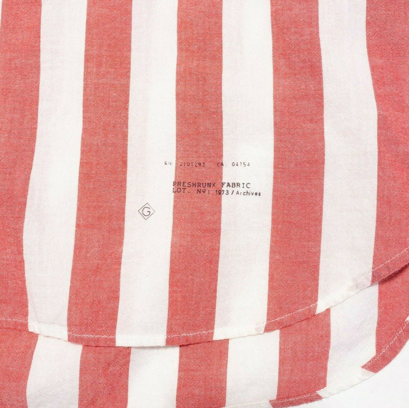 GANT Shirt Medium Men's Red/Pink White Striped Pullover Popover Button-Down