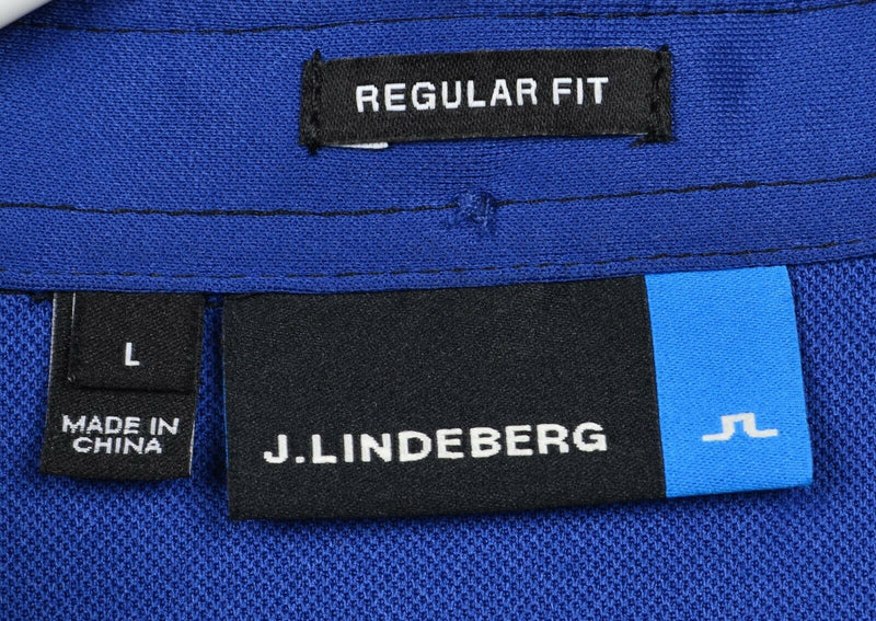 J. Lindeberg Men's Large Regular Fit Fieldsensor 2.0 Black Blue Golf Polo Shirt