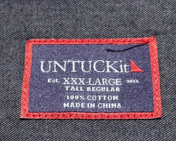 UNTUCKit Shirt Men's 3XL Tall Long Sleeve Button-Front Dark Gray 3XLT Regular