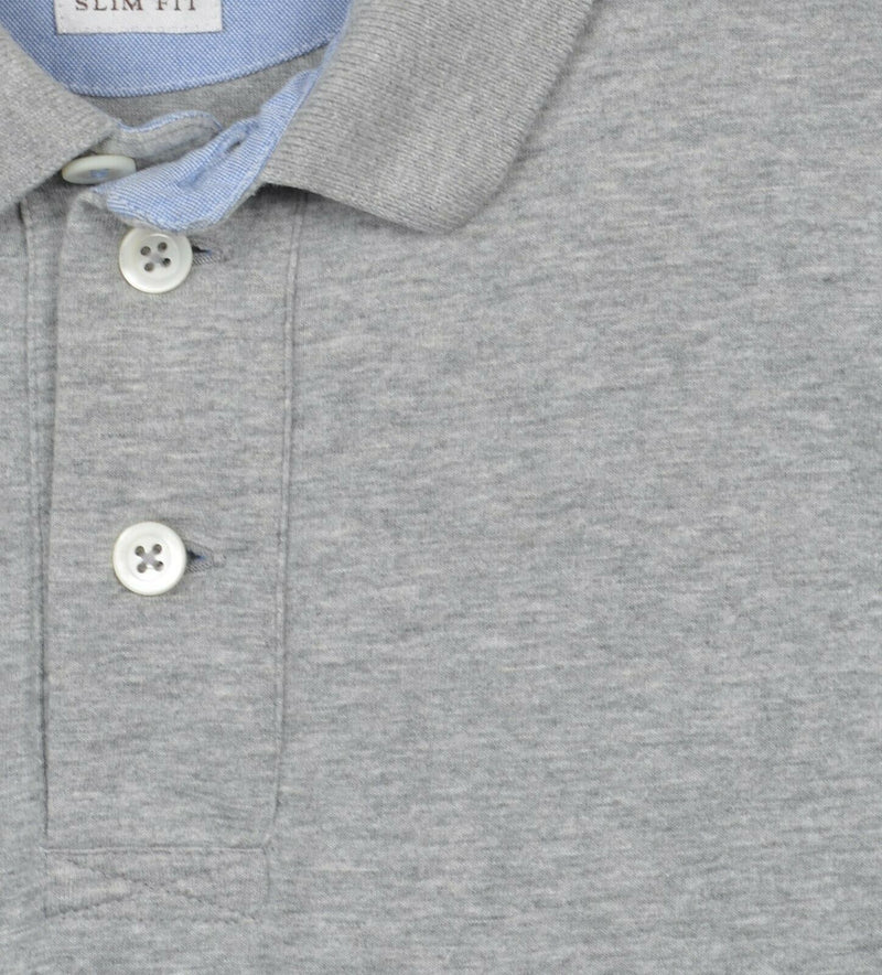 Brunello Cucinelli Men's Medium Slim Fit Heather Gray Long Sleeve Polo Shirt