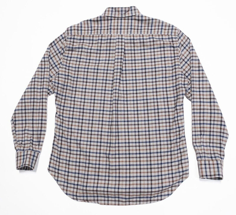 Gitman Bros. Vintage Flannel Shirt Large Men's Gray Blue Plaid Check Button-Down