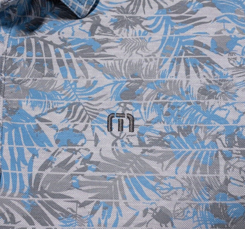 Travis Mathew Polo Large Men's Shirt Floral Parrot Blue Gray Golf Wicking