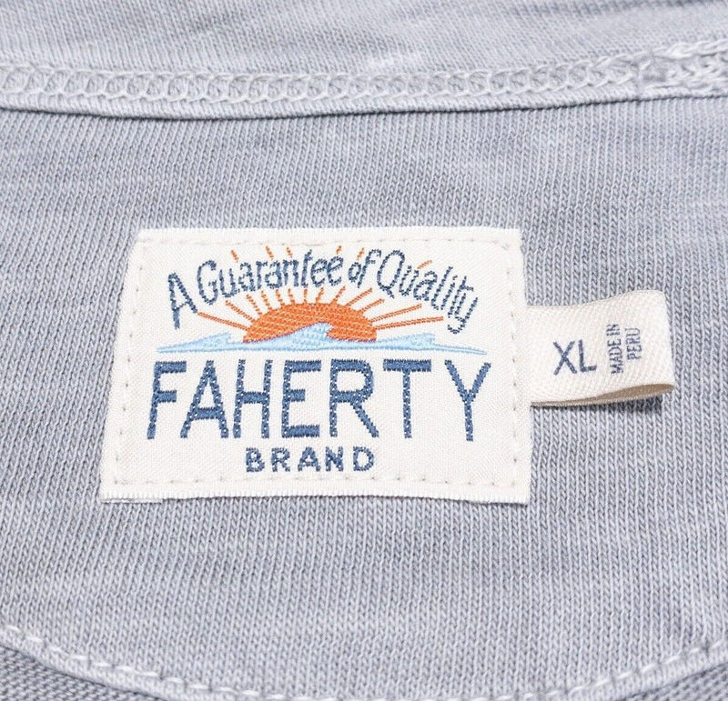 Faherty T-Shirt XL Men's Gray Washed Faded Pocket Short Sleeve Modern