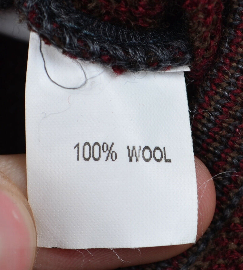 Ermenegildo Zegna Men's Sz Large/52 100% Wool Geometric Red Brown Italy Sweater