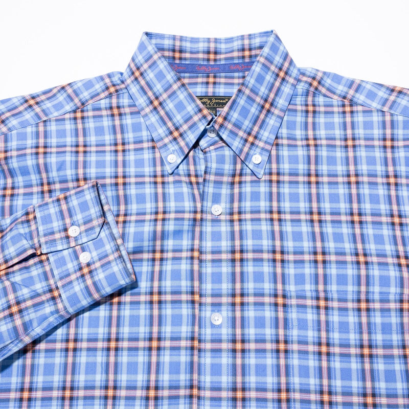 Bobby Jones Collection Shirt Men's Large Button-Down Blue Plaid Long Sleeve