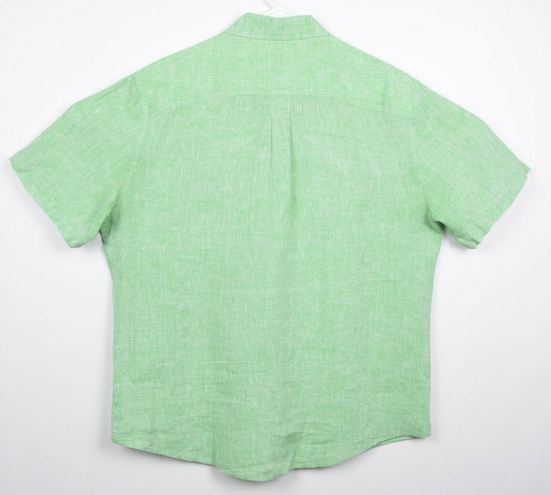 Baird McNutt Men's Sz Large Murano 100% Linen Green Short Sleeve Shirt