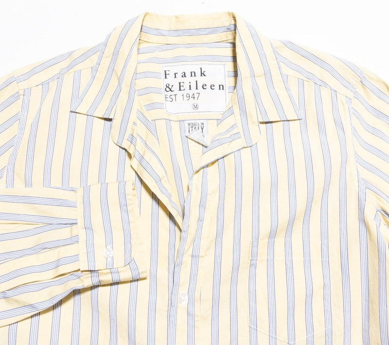 Frank & Eileen Barry Shirt Women's Medium Oversized Button-Up Yellow Striped USA