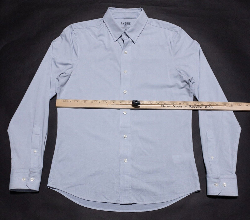 Rhone Commuter Shirt Men's Small Long Sleeve Blue Dot Nylon Wicking Stretch