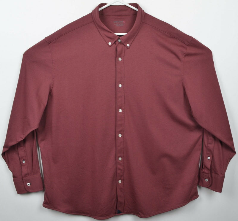 UNTUCKit Men's 3XL Solid Burgundy Red Huber Luxe Tee Casual Button-Down Shirt