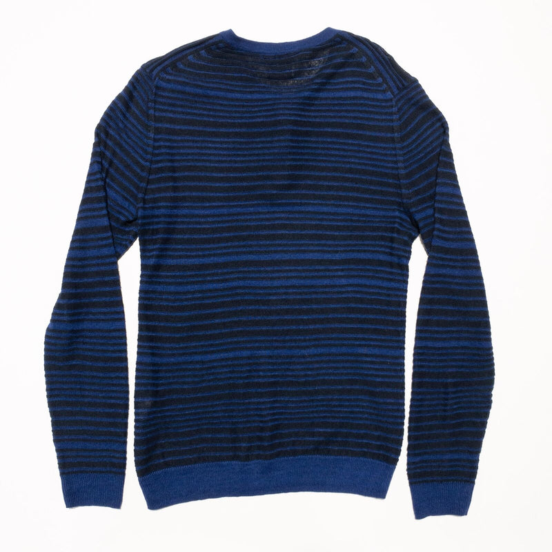 Armani Exchange Linen Henley Shirt Men's Small Long Sleeve Blue Striped