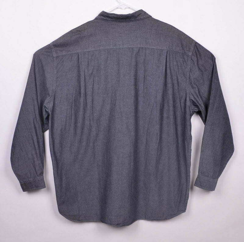 Vtg 90s Marithe Girbaud Men's Sz XL Gray Diagonal Stitch Button Up Shirt