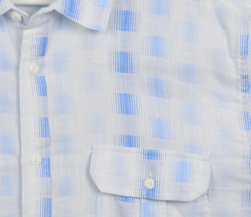 Carbon 2 Cobalt Men's XL White Blue Plaid Long Sleeve Button-Front Shirt