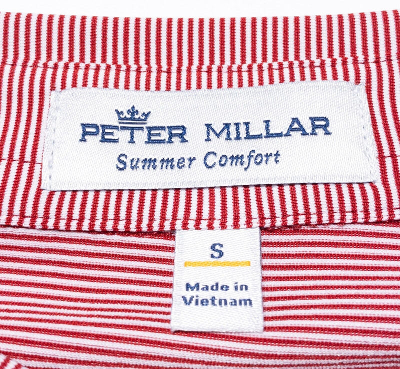 Peter Millar Summer Comfort Polo Small Men Shirt Red Striped Wicking Erin Hills