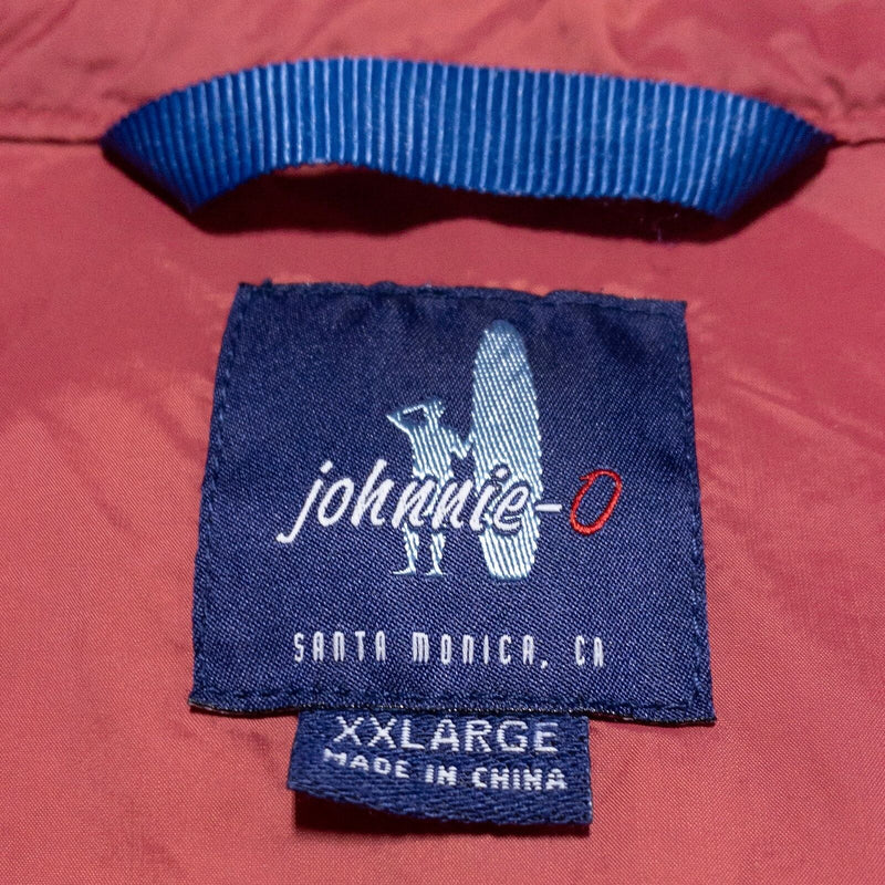 johnnie-O Puffer Vest Men's 2XL Full Zip Pink/Red Preppy Surfer Logo JMVT1140