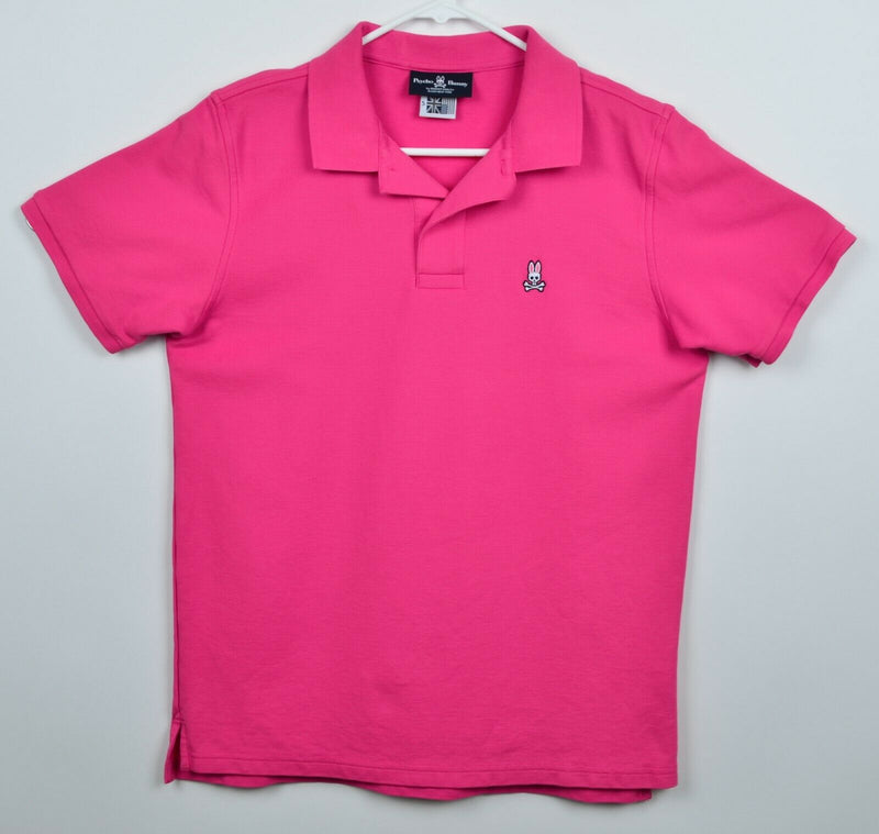 Psycho Bunny Men's Sz 5 (Medium) Solid Hot Pink Bunny Logo Polo Shirt
