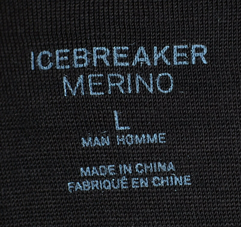 Icebreaker Merino Men's Large 100% Merino Wool Brown Striped Hooded Sweater