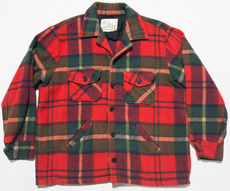 60s Deacon Brothers DEA Jacket Men's L/XL? Red Plaid Wool Flannel Button Jacket