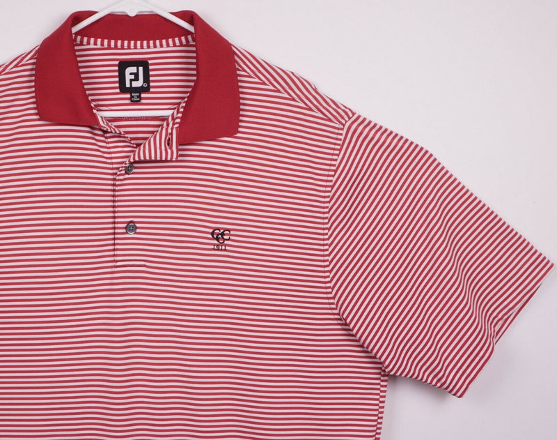 FootJoy Men's Large Red White Striped FJ Performance Golf Polo Shirt