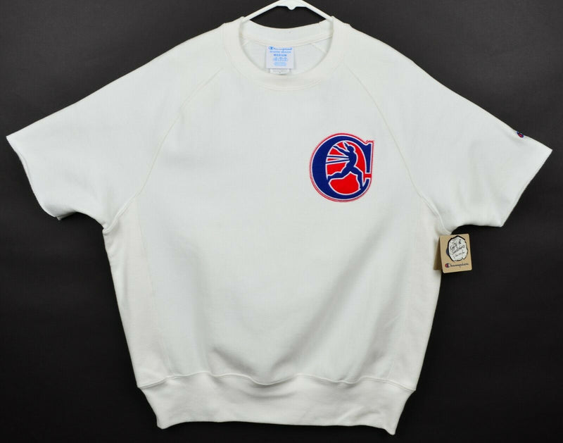 Champion Men's Sz Medium Reverse Weave Retro Logo Short Sleeve White Sweatshirt