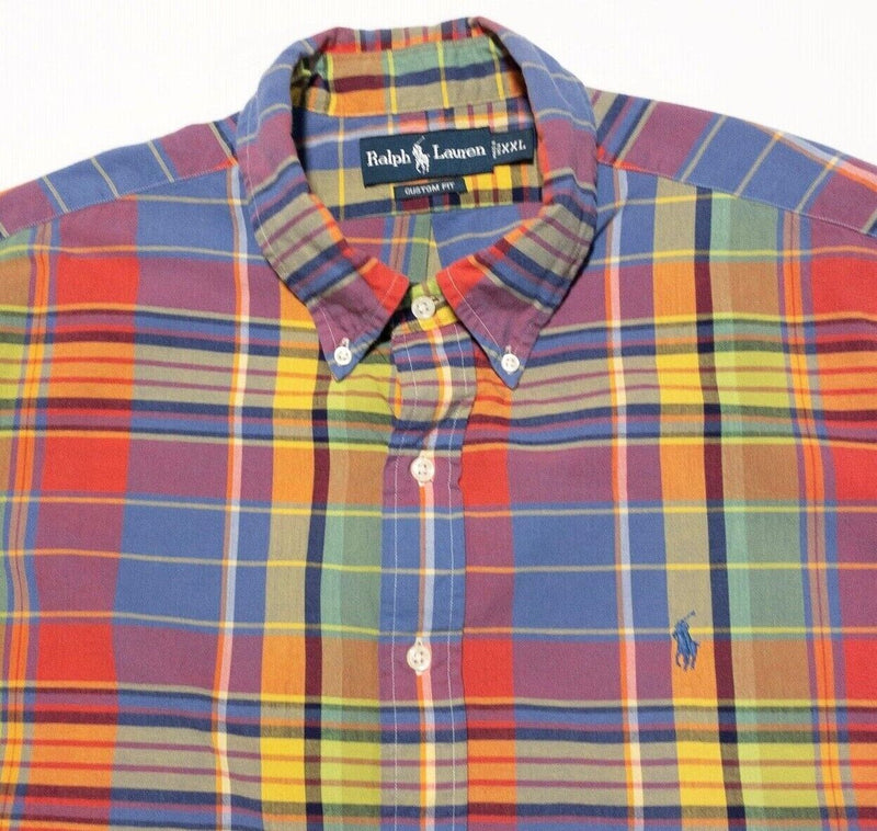 Polo Ralph Lauren Madras Shirt 2XL Men's Colorful Plaid Button-Down Short Sleeve