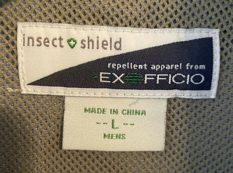 ExOfficio Insect Shield Men's Large Vented Blue Outdoor Fishing Repellant Shirt